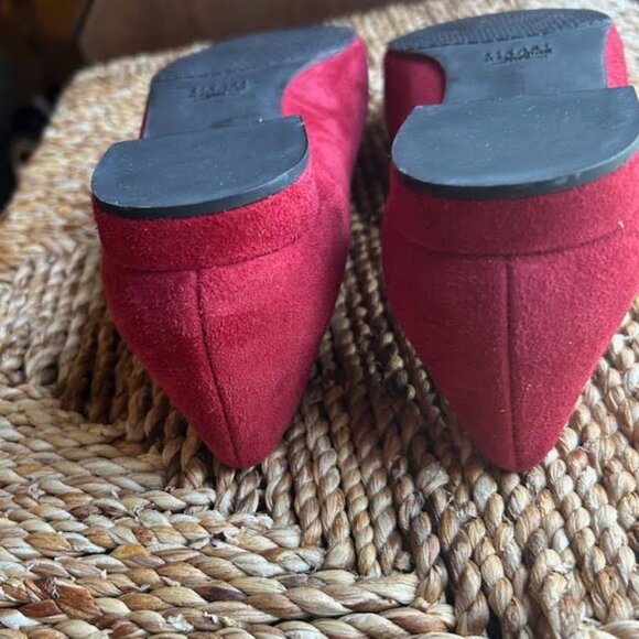 Stuart Weitzman Womens Loafers Lys Scarlet Red Flats Fleur De Lis Suede - Picture 9 of 9